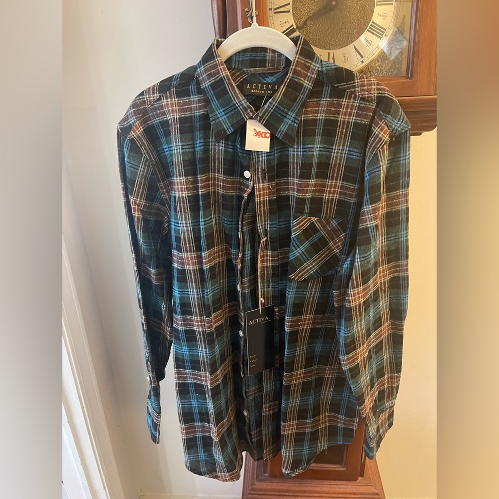 Activa Men's Plaid Shirt - Blue and Brown